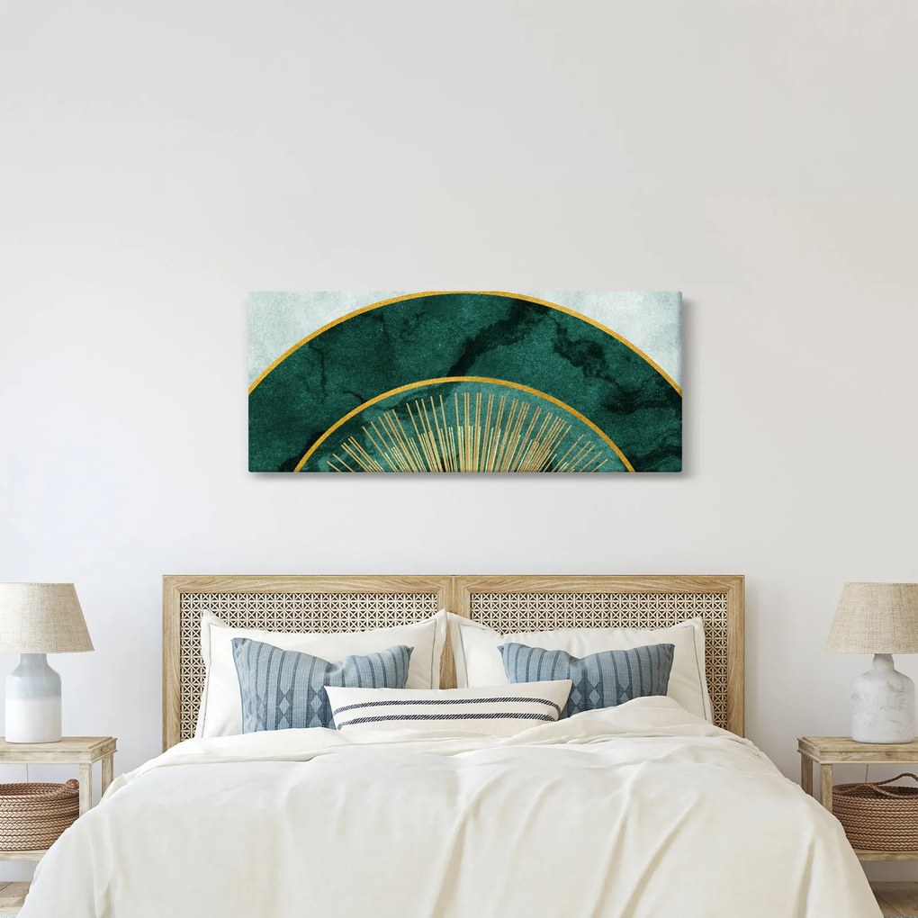 Obraz - Tvary so zlatou textúrou (120x50 cm)