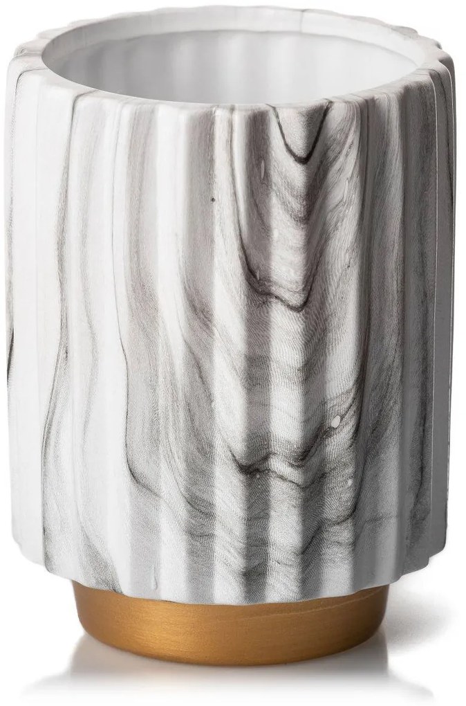 KERAMICKÝ KVETINÁČ BLUM MARBELING GOLD 16X12 CM BIELA/ZLATÁ