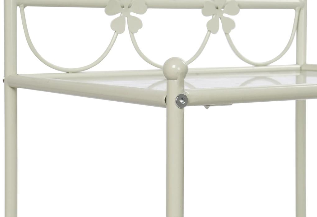 Nočný stolík "Romantic", kovový biely, 41x31x73 cm