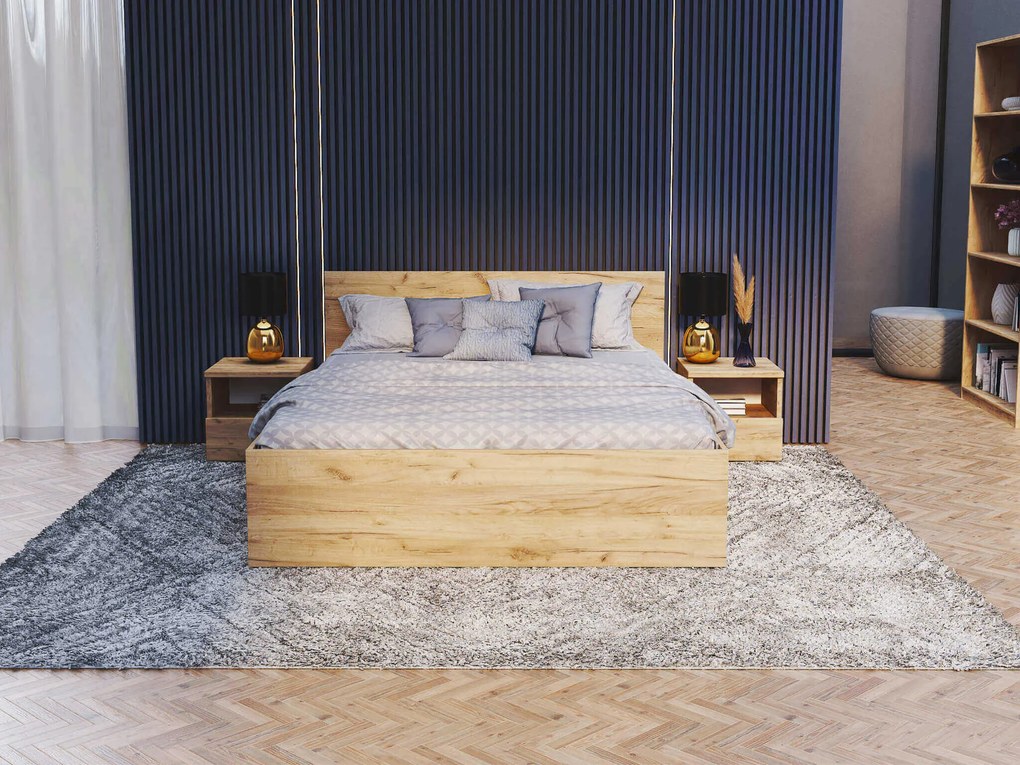 Manželská posteľ s úložným priestorom Buster - dub craft Rozmer: 160x200