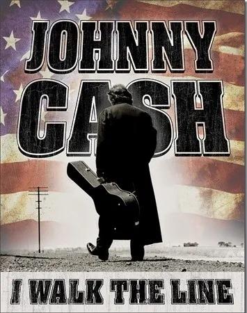 Plechová ceduľa Johnny Cash - Walk the Line, (32 x 41 cm)