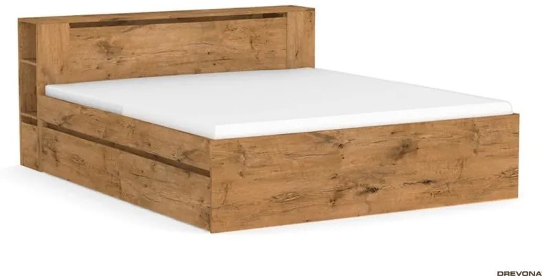 Drevona, posteľ, REA AMY 180, dub canyon