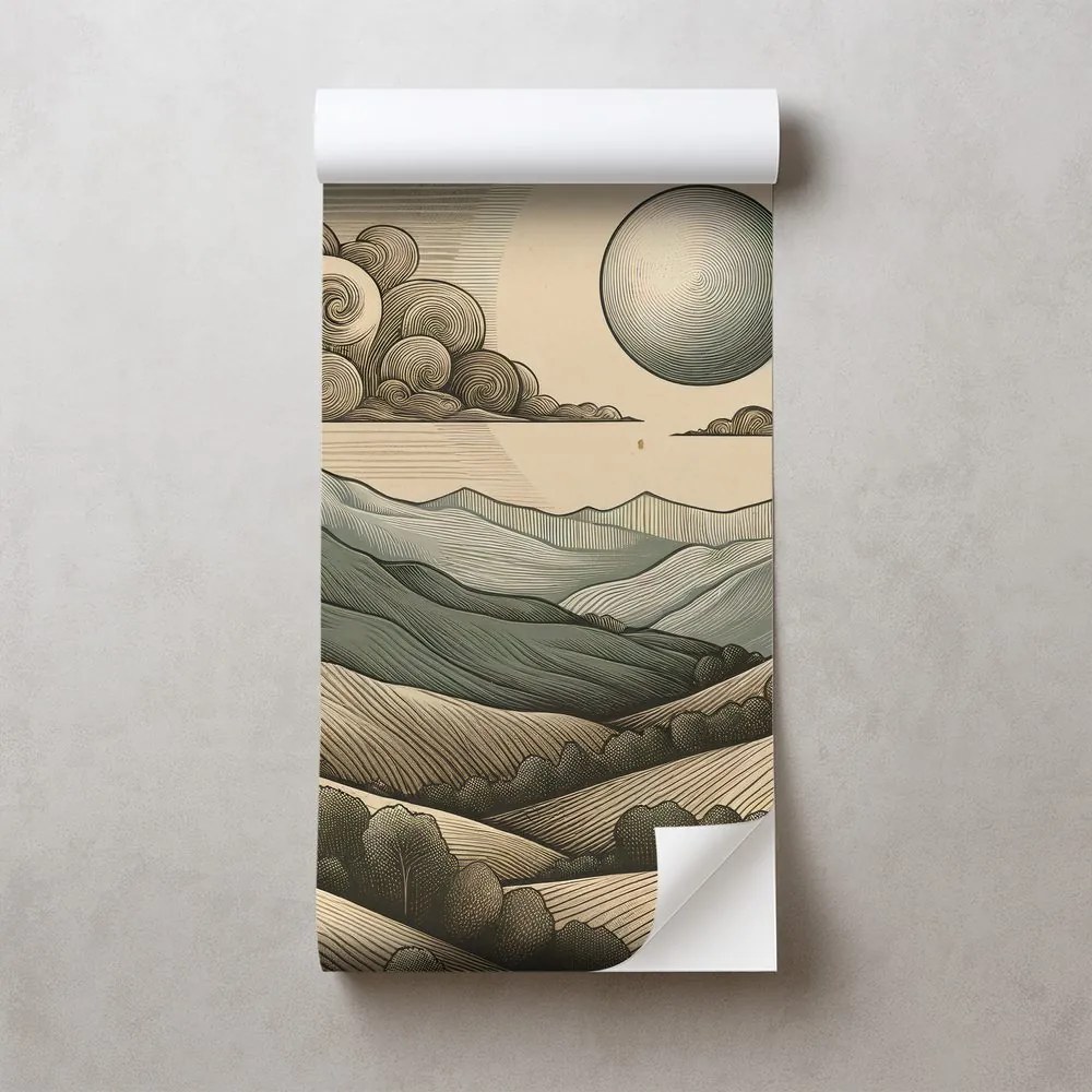 Samolepiaca tapeta horská krajina v retro štýle