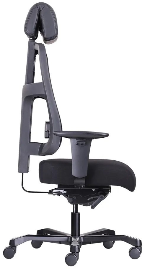 Záťažová ergonomická stolička BOSTON 24/7 — látka, čierna, nosnosť 200 kg