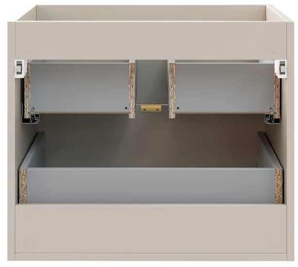 Kúpeľňová zostava Bella Cashmere Wiki so skrinkami a umývadlom 140 cm kašmírová