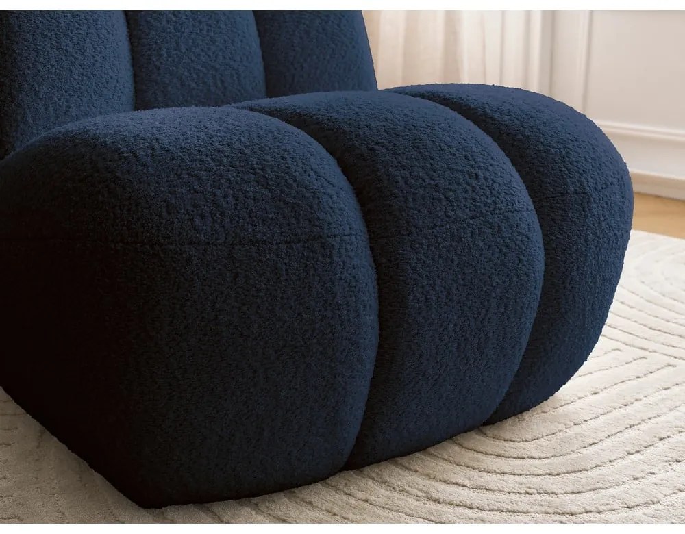 Tmavomodré kreslo z textílie buklé Janissaire – Bobochic Paris