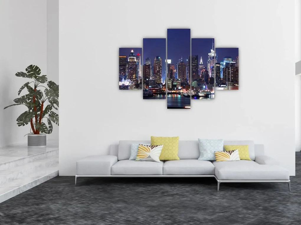 Obraz - Osvetlené New Yorské mrakodrapy (150x105 cm)