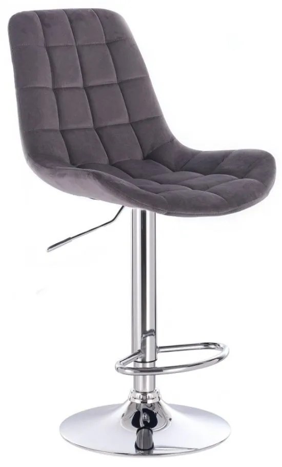 LuxuryForm DESIGN Barová stolička PARIS VELUR na striebornom tanieri - šedá
