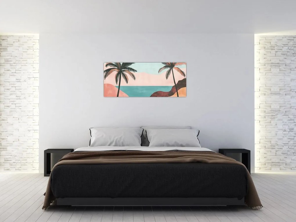 Obraz - Palmy pri mori (120x50 cm)