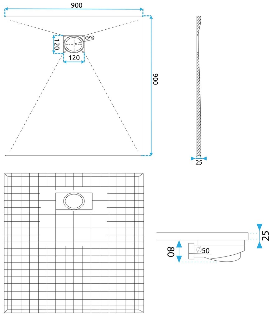 Rea Magnum, SMC sprchová vanička 90x90 cm, biela, REA-K3338
