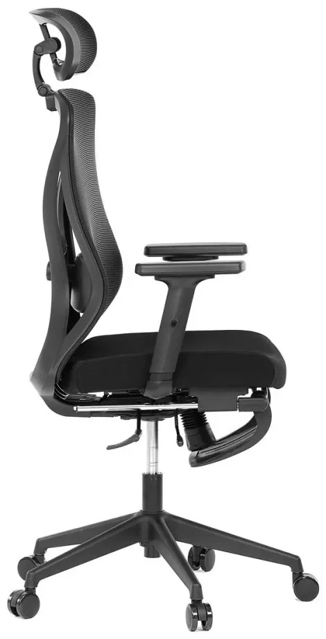 Ergonomická kancelárska stolička ZANE s podnožkou — sieťovina/látka, čierna