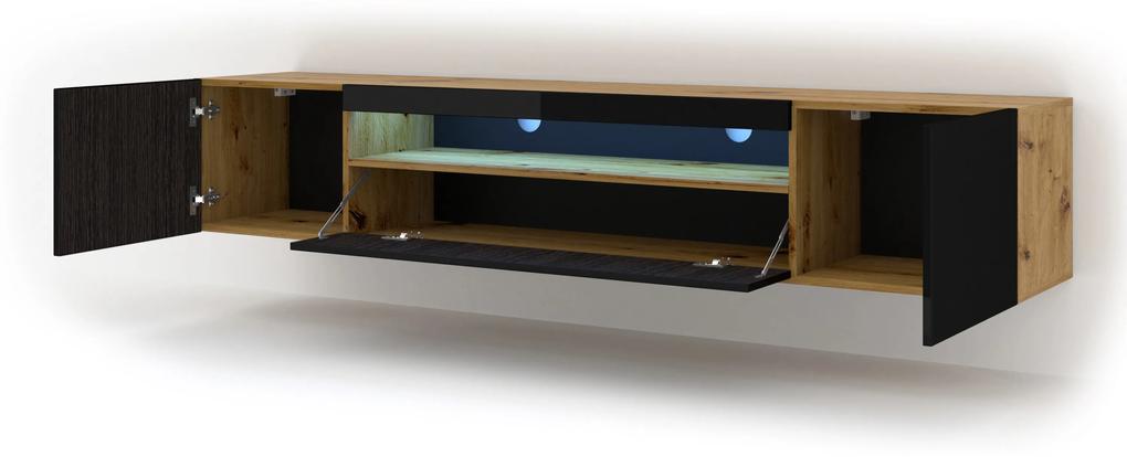 TV stolík/skrinka Aurora 200 (dub artisan + čierna). Vlastná spoľahlivá doprava až k Vám domov. 1057701