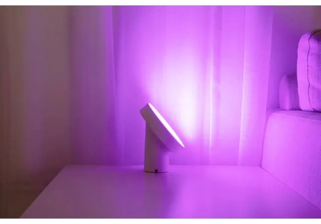 LUTEC Inteligentná stolná LED lampa MOA s funkciou bluetooth a RGB, 9,5 W, okrúhla, biela