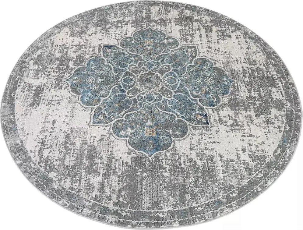 TA Koberec D889B BIELE MODRÉ ÚDOLIE OKRÚHLE Rozmer: 240x240 cm