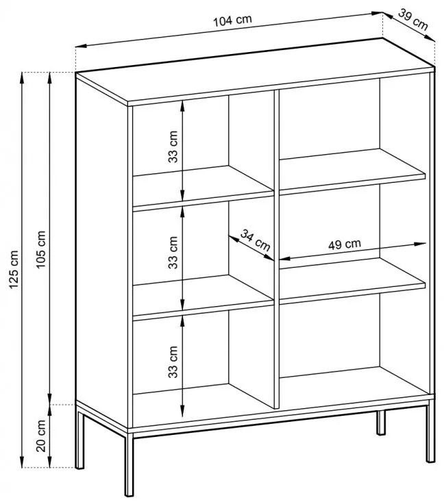 Komoda Nova 104 cm čierna/čierny rám