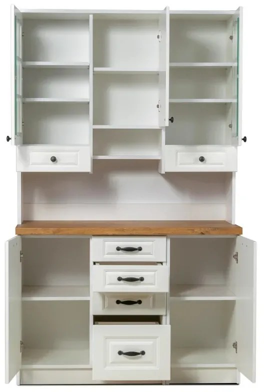 Kredenc 120 LADY biela, biela/dub artisan