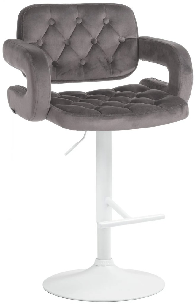 Barová stolička Dublin - zamat, biely rám Sivá