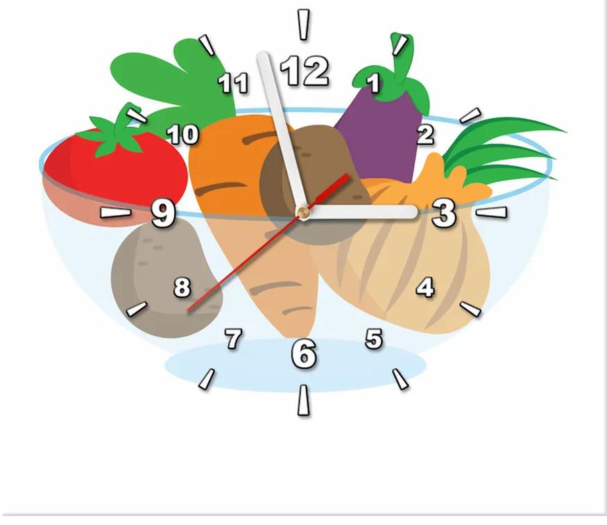 Gario Obraz s hodinami Miska so zeleninou Rozmery: 30 x 30 cm