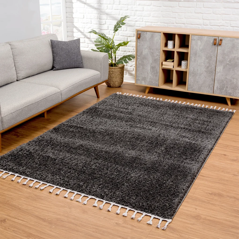 Dekorstudio Jednofarebný shaggy koberec PULPY antracitový Rozmer koberca: 200x290cm