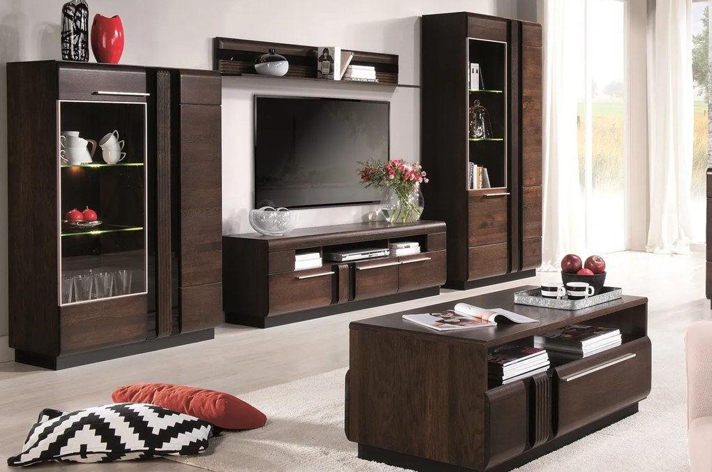 TV stolek Porti 25 160 cm z masivu dub čokoládový