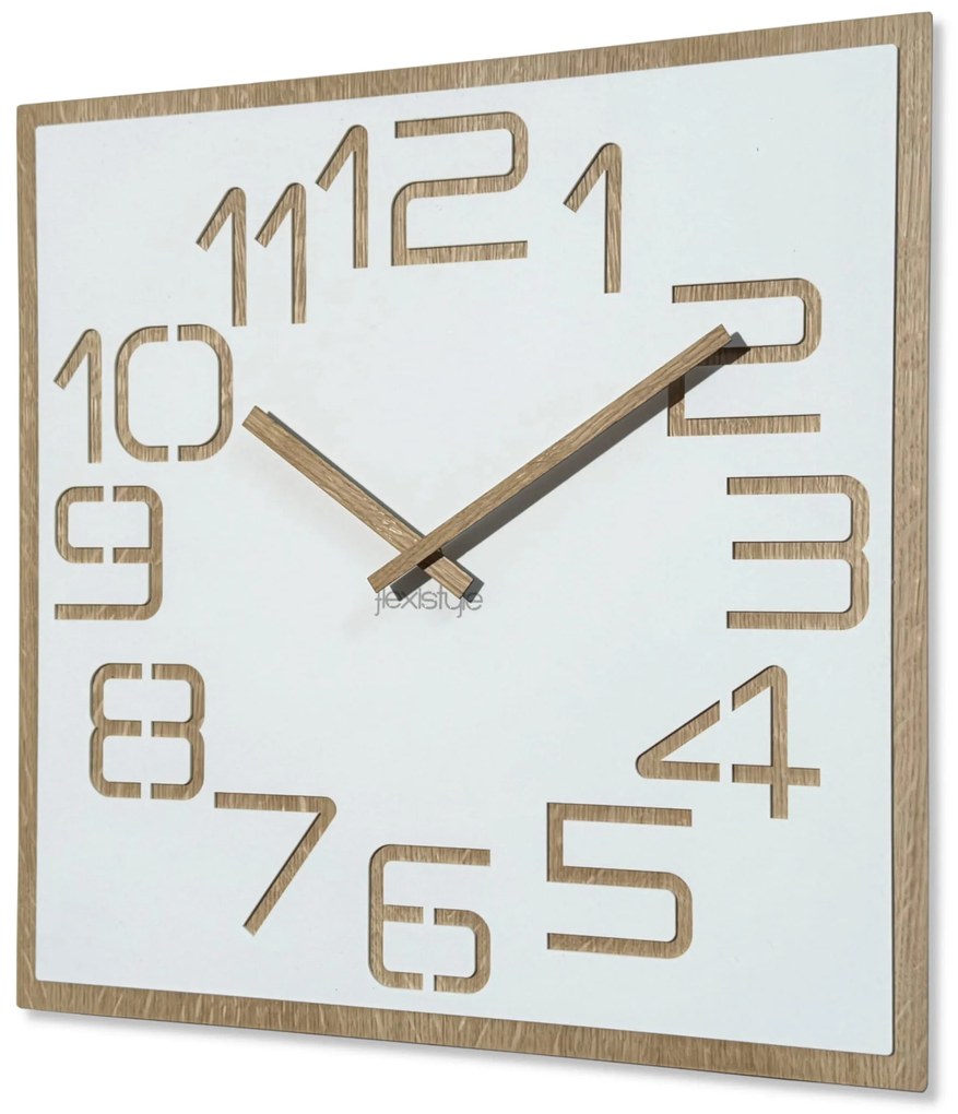 Dekorstudio Moderné drevené hodiny EKO Digits biele - 50cm