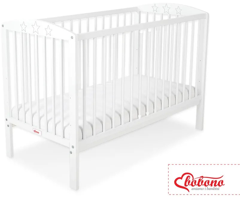 Bobono Detská postieľka 120x60cm s hviezdičkami č. 5002-07- biela