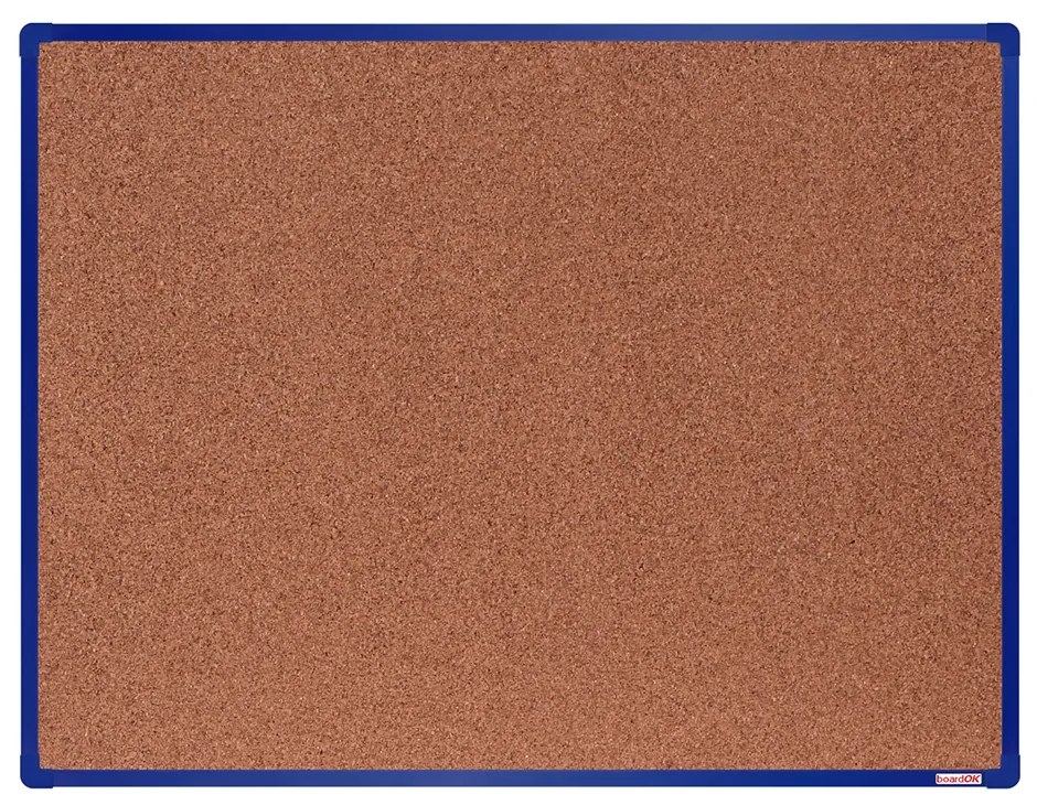 Korková nástenka boardOK v hliníkovom ráme, 1200 x 900 mm, modrý rám