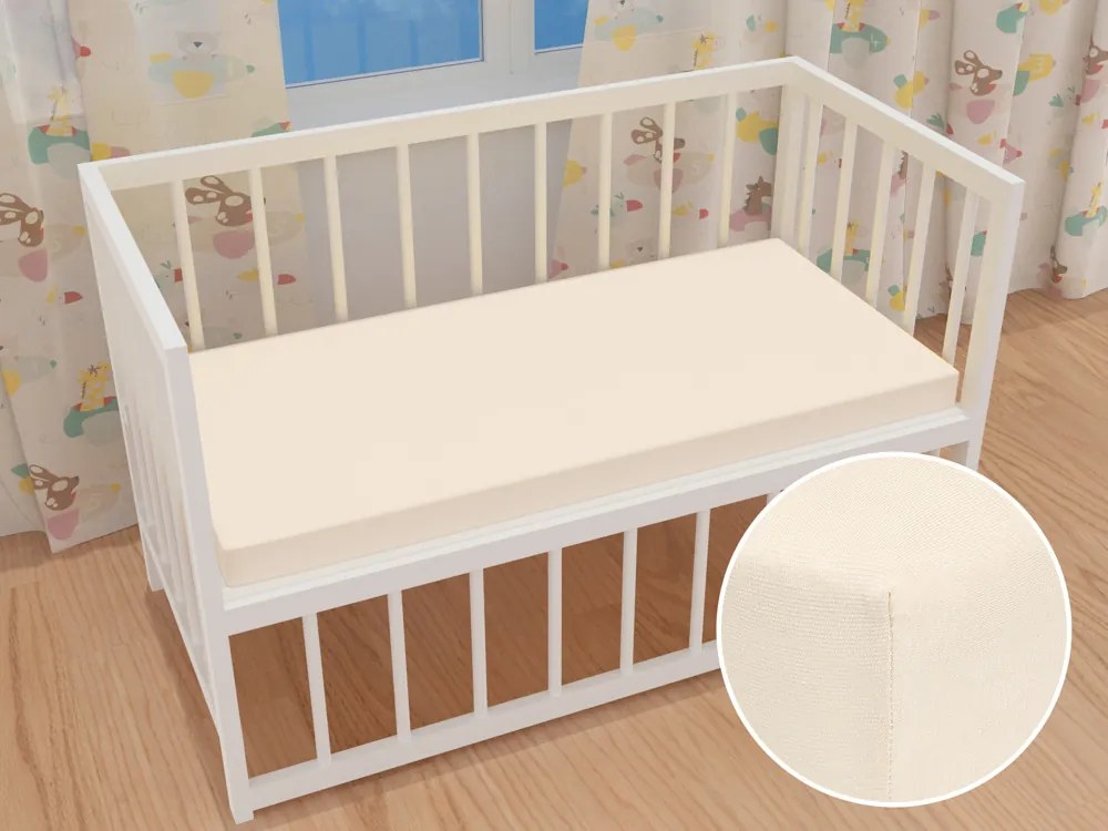 Detské jersey napínacie prestieradlo do postieľky JR-002 Smotanové 80 x 140 x 10 cm - do postieľky