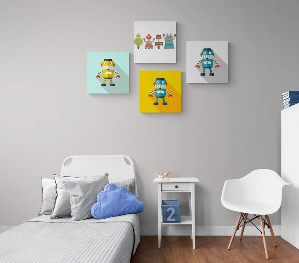 Set obrazov pre detských milovníkov robotov Varianta: 4x 60x60