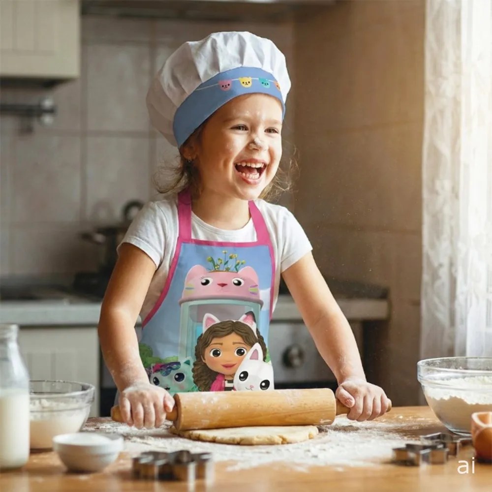 Dievčenská zástera s kuchárskou čiapkou Gábinin čarovný domček - 2-dielny set