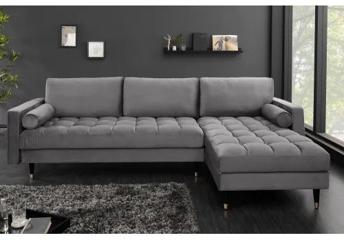 Rohová sedacia súprava 40273 Cozy - Zamat Šedá  - Komfort-nábytok