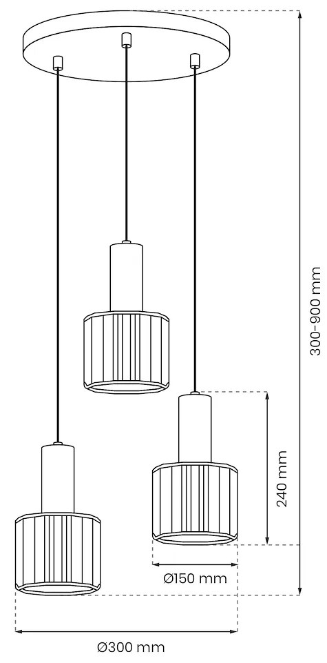 Závesné svietidlo Cristal, 3x transparentné krištáľové tienidlo, b/g, o