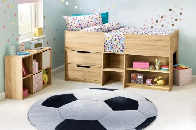 Detský koberec protišmykový BAMBINO 2139 Lopta, čierny / biely kruh