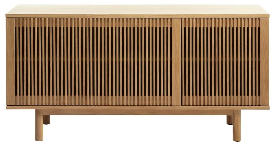 Nízka komoda v dekore duba v prírodnej farbe 143x70 cm Tiber – Unique Furniture