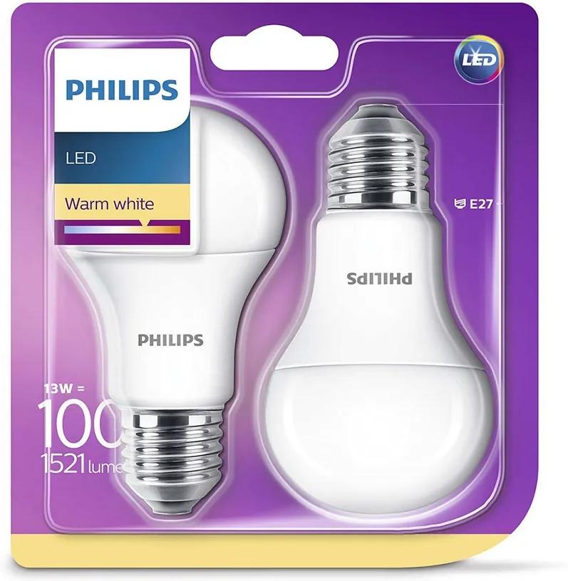 Philips SADA 2x LED žiarovka Philips E27/13W/230V 2700K P2120
