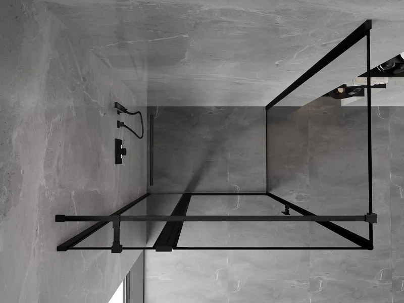 Mexen Mist T, sprchový kút s krídlovými dverami, ľavý, 90 x 95 cm, 8mm číre sklo, čierny profil, 8A4T-095-090-70-70-L