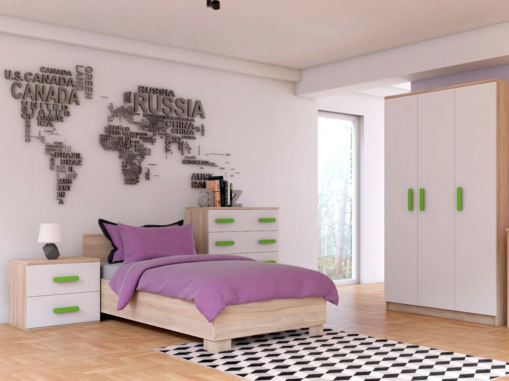 Posteľ 90x200 Svend dub sonoma s roštom