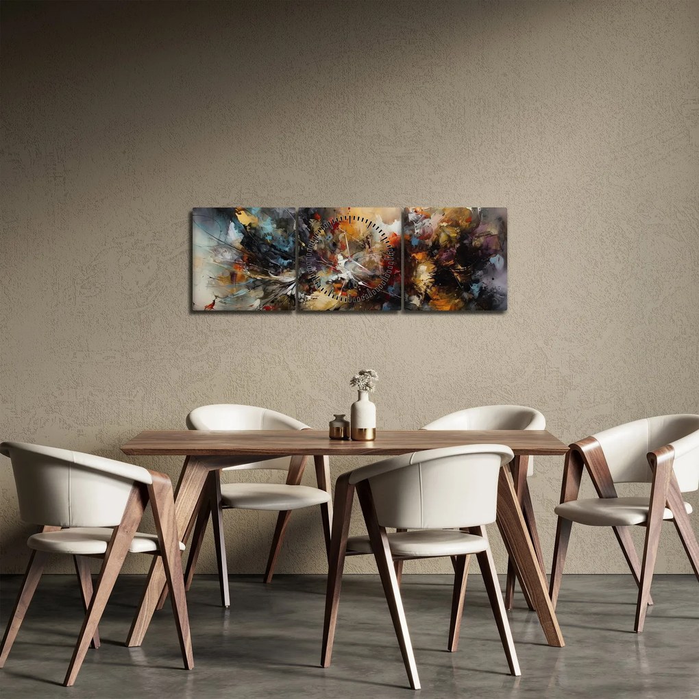 Obraz - Abstraktná grafika (s hodinami) (90x30 cm)