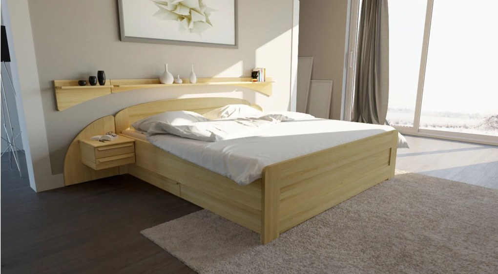 Texpol PETRA - masívna buková posteľ  s rovným čelom pri nohách 100 x 200 cm, buk masív