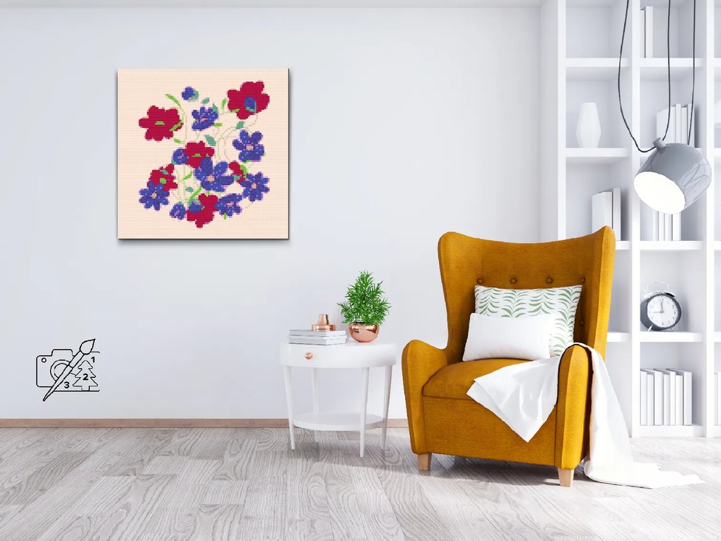 Gario Diamantové maľovanie Jarné kvety Rozmery: 50 x 50 cm, Rámovanie: S vnútorným rámom, Diamanty: Okrúhle