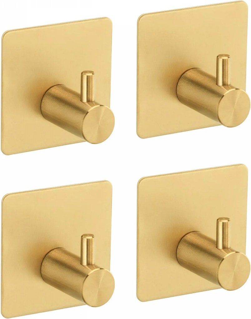 Erga Pad, samolepiace háčiky na uteráky bez vŕtania, 4ks, 4,5×4,5 cm, zlatá matná, ERG-YKA-CH.PAD4-GLD