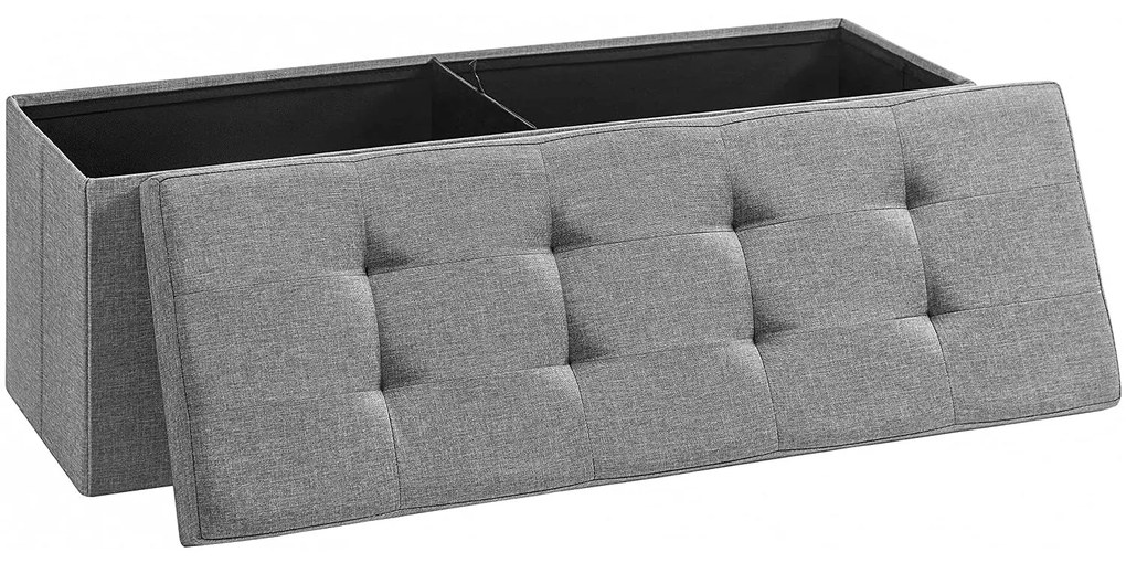 Taburetka 120 L, lavica s úložným priestorom, nosnosť 300 kg, svetlošedá | SONGMICS