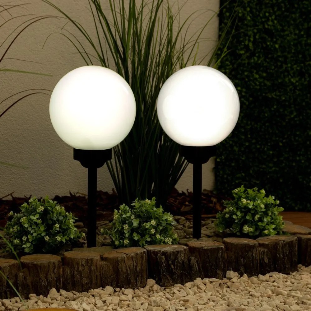 Solárna záhradná lampa LED poháňaná bielou guľou 20 cm