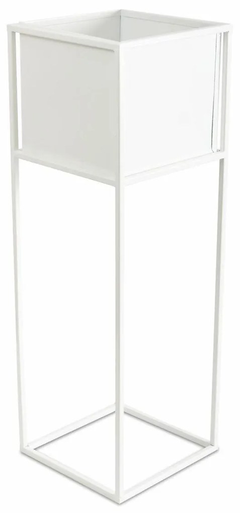 KOVOVÝ KVETINÁČ SO STOJANOM PLAIN 70X24 CM BIELA