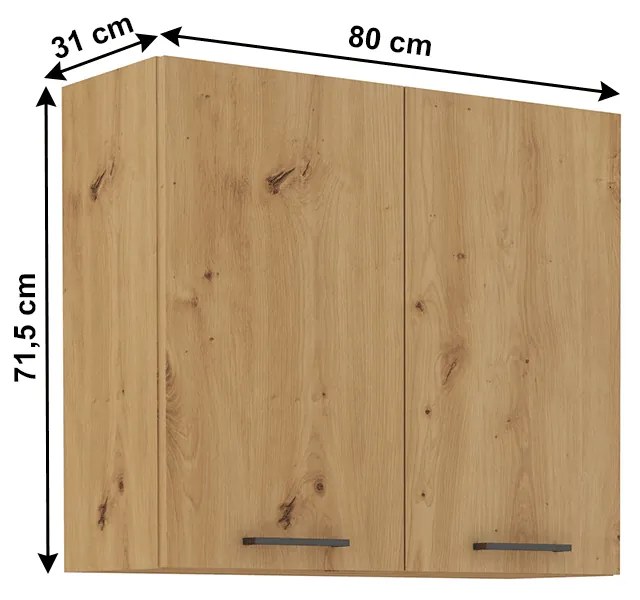 Horná kuchynská skrinka Meriel 80 G-72 2F (dub artisan). Vlastná spoľahlivá doprava až k Vám domov. 1033981