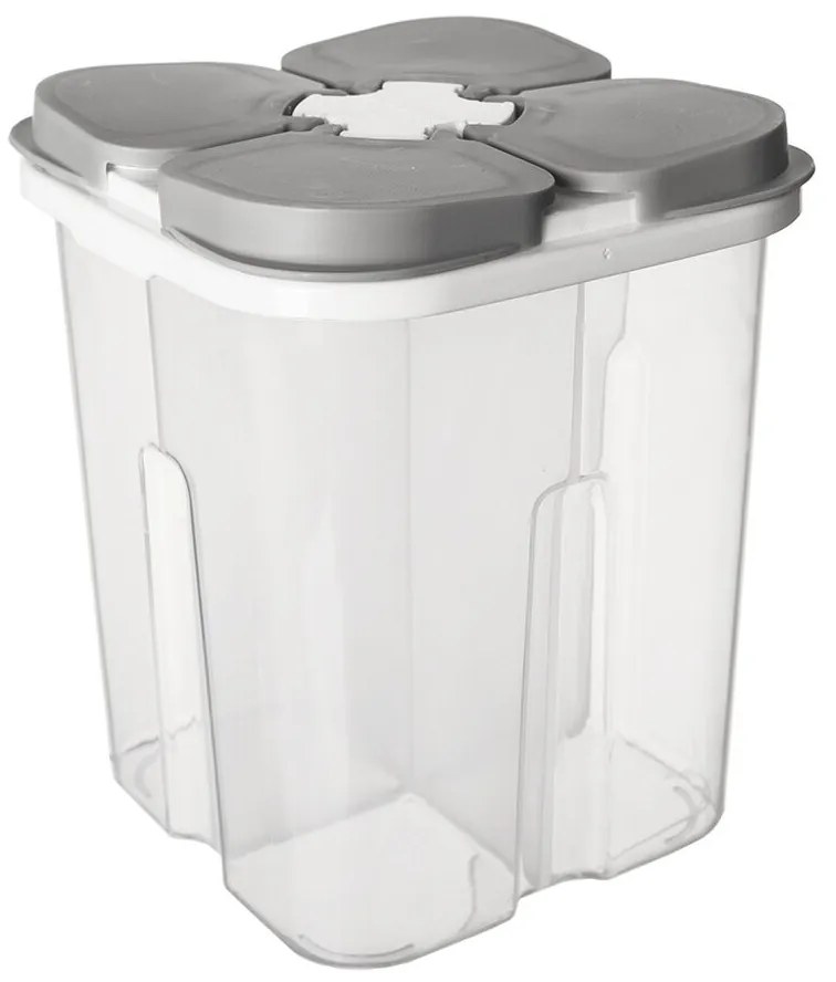 Delená dóza na potraviny so 4 sekciami – 1,8 l (4 x 0,45 l) FOLY Extra, sivá