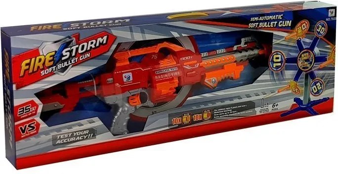 LEAN Toys Puška na penové šípky s otočným terčom 66 cm