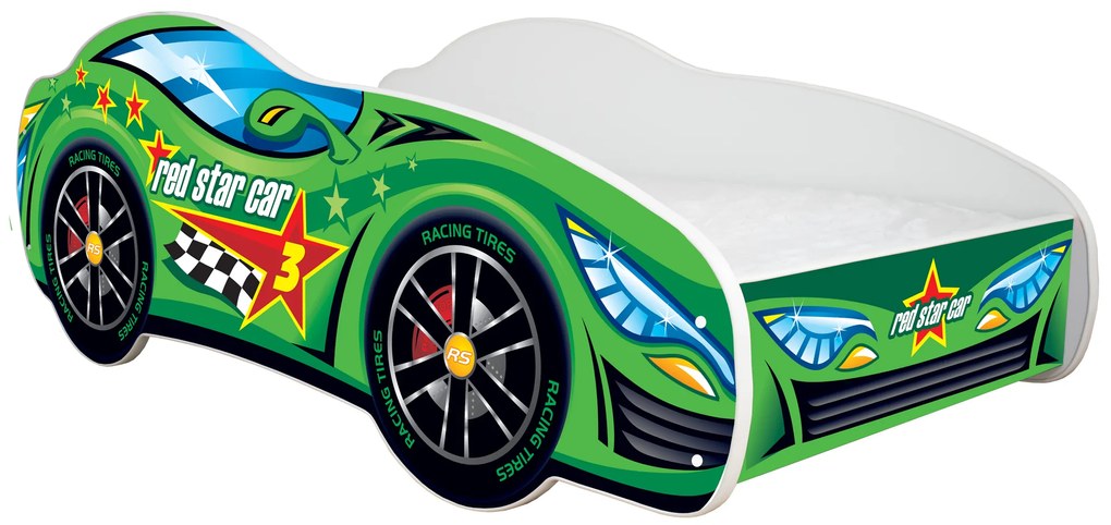 TOP BEDS Detská auto posteľ Racing Cars 140cm x 70cm - GREEN