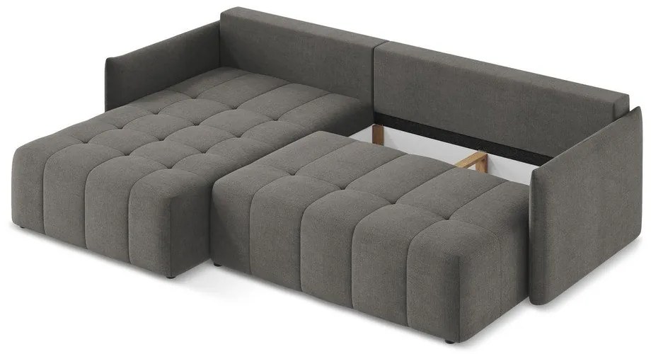 Tmavosivá rozkladacia/s úložným priestorom rohová pohovka (ľavý roh/s leňoškou) Moku – Makamii