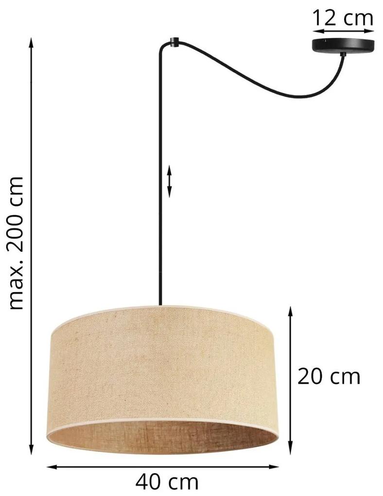 Závesné svietidlo JUTA SPIDER, 1x jutové tienidlo, (výber z 2 farieb konštrukcie), (fi 40cm)